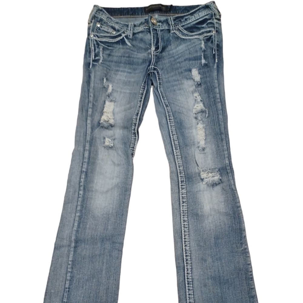 TwentyoneBlack Distressed Low-rise Jeans